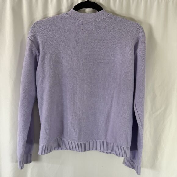 Lands End Cardigan Girls XL 14-16 Purple Cable Knit 100% Cotton Button Front - Picture 9 of 12